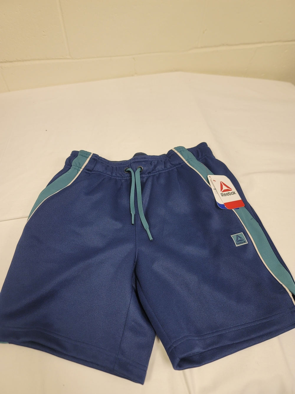 Reebok Men's Navy Athletic Shorts with Teal Trim